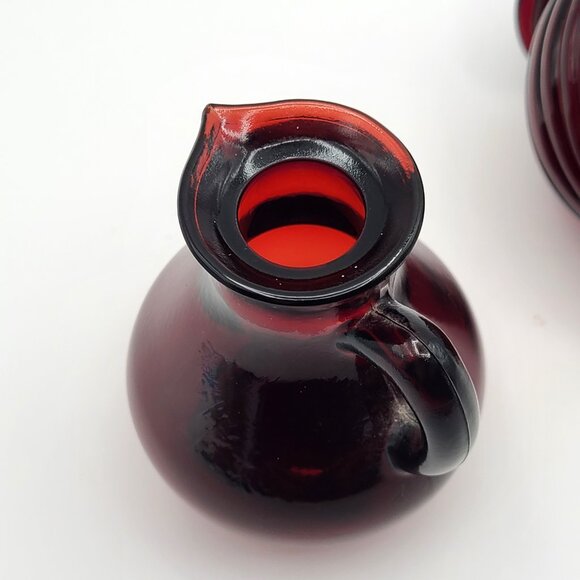 PAIR Avon Red Glass Decanter Replacement Bottoms Scent of Roses Strawberry Foam - Picture 5 of 9